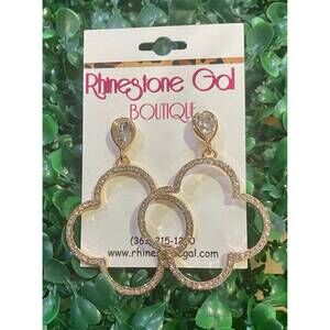 NEW SOPHIA COLLECTION women's jeweled quatrefoil dangle earrings in gold